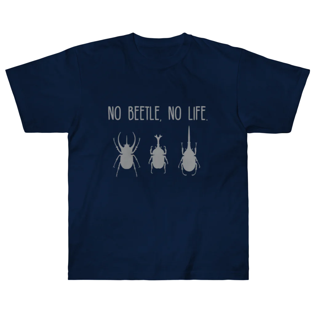 Sakura Beetleの[No Beetle No Life] ノービートル　ノーライフ　Ver. 灰色 ヘビーウェイトTシャツ