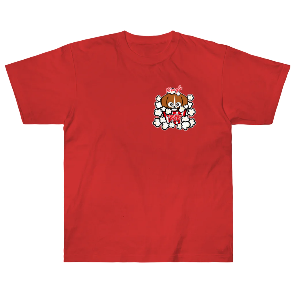 コタワン商店🐾の【ビーグル】両面★TOY-WAN★ ポップコーン ハウンドちゃん Heavyweight T-Shirt