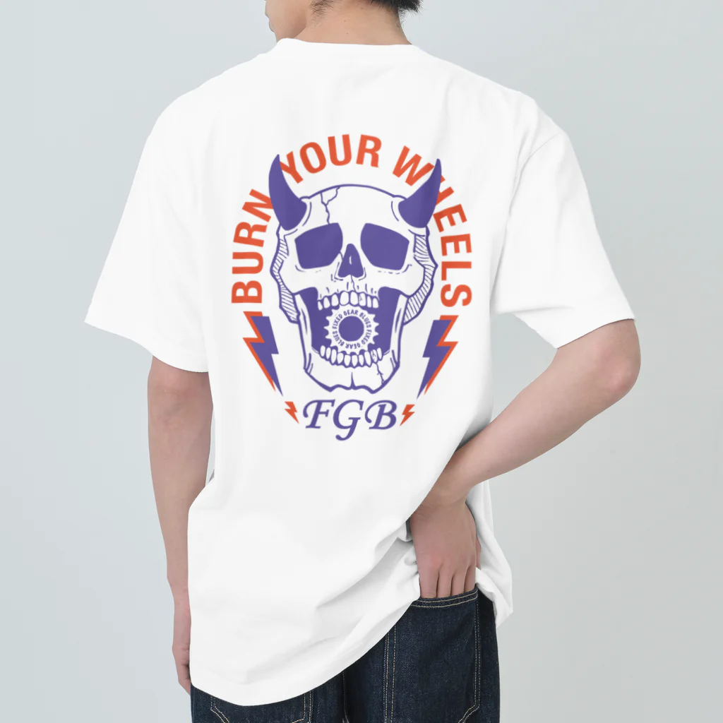 ラッキークライミングマンの FIXED GEAR BLUES / BURN YOUR WHEELS ヘビーウェイトTシャツ