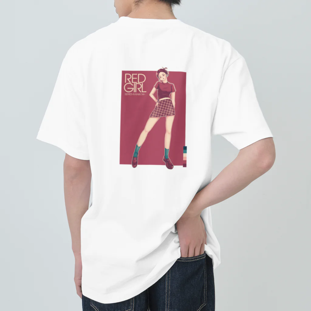 はり@カラーパレットイラストのRED GIRL Heavyweight T-Shirt