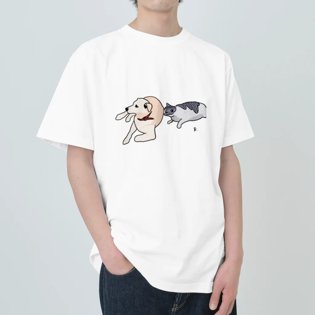 R!KAの犬と猫 ヘビーウェイトTシャツ