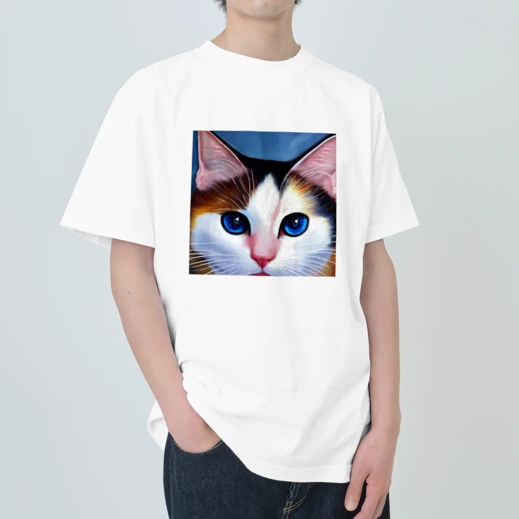 Chop Storeの青い瞳の猫 ヘビーウェイトTシャツ