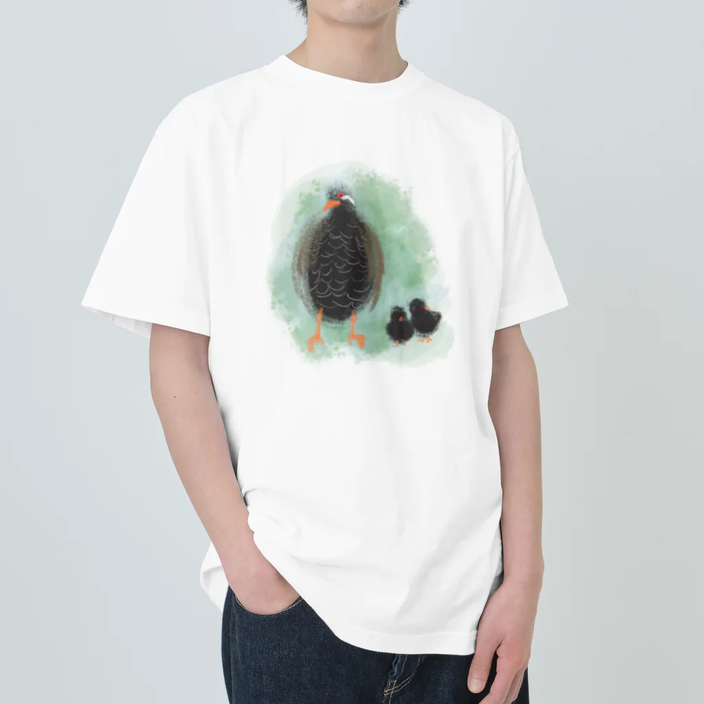 akane_art（茜音工房）のいきものイラスト（ヤンバルクイナの親子） Heavyweight T-Shirt