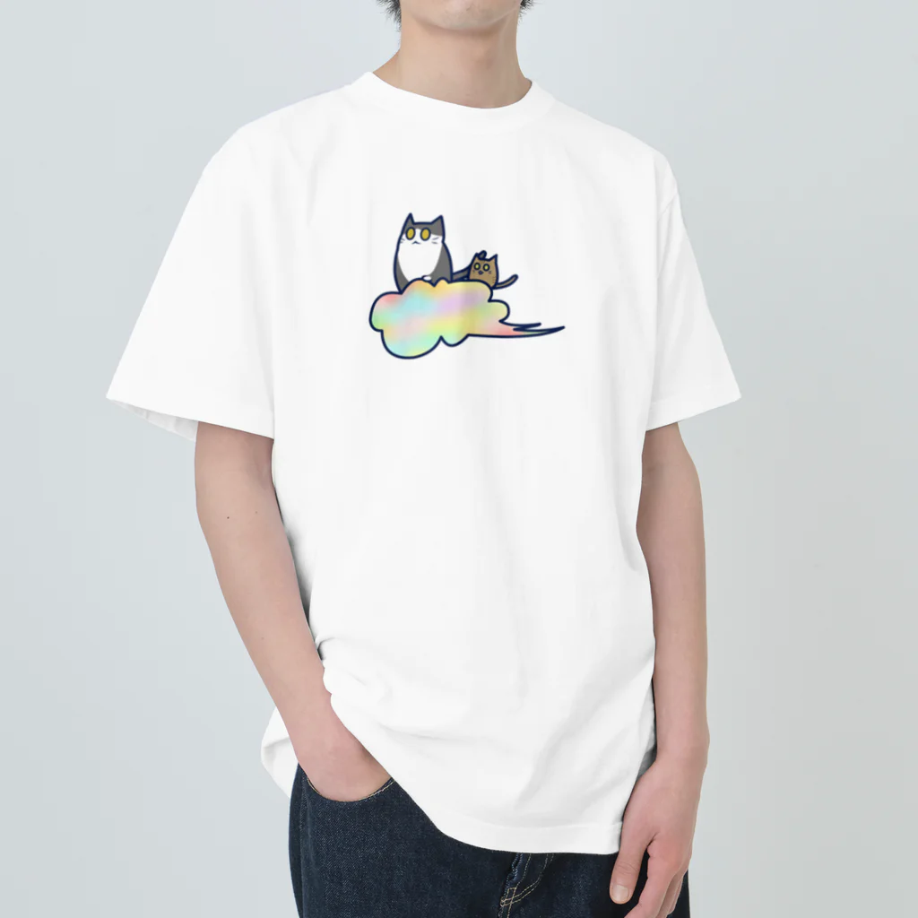 cosmicatiromの五色の雲と二匹の猫 Heavyweight T-Shirt