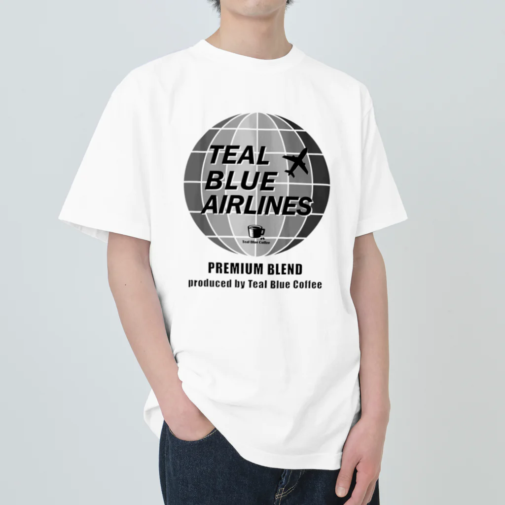 Teal Blue CoffeeのTEAL BLUE AIRLINES - grayscale Ver. - Heavyweight T-Shirt