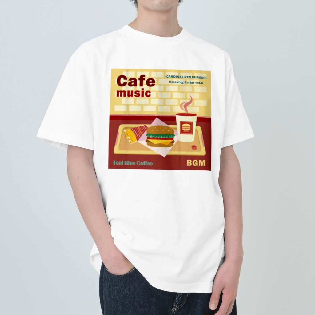 Teal Blue CoffeeのCafe music - CARDINAL RED BURGER - Heavyweight T-Shirt