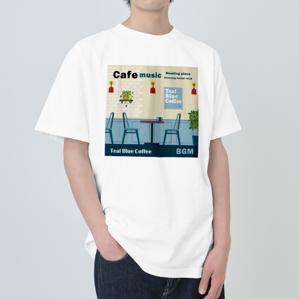 Teal Blue CoffeeのCafe music - Meeting place - Heavyweight T-Shirt