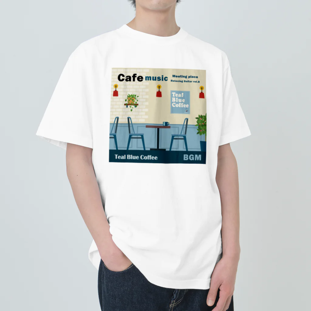 Teal Blue CoffeeのCafe music - Meeting place - Heavyweight T-Shirt