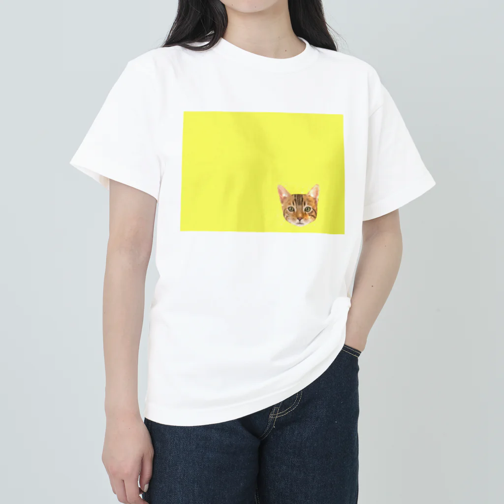utouch_のネコ【顔】 ヘビーウェイトTシャツ