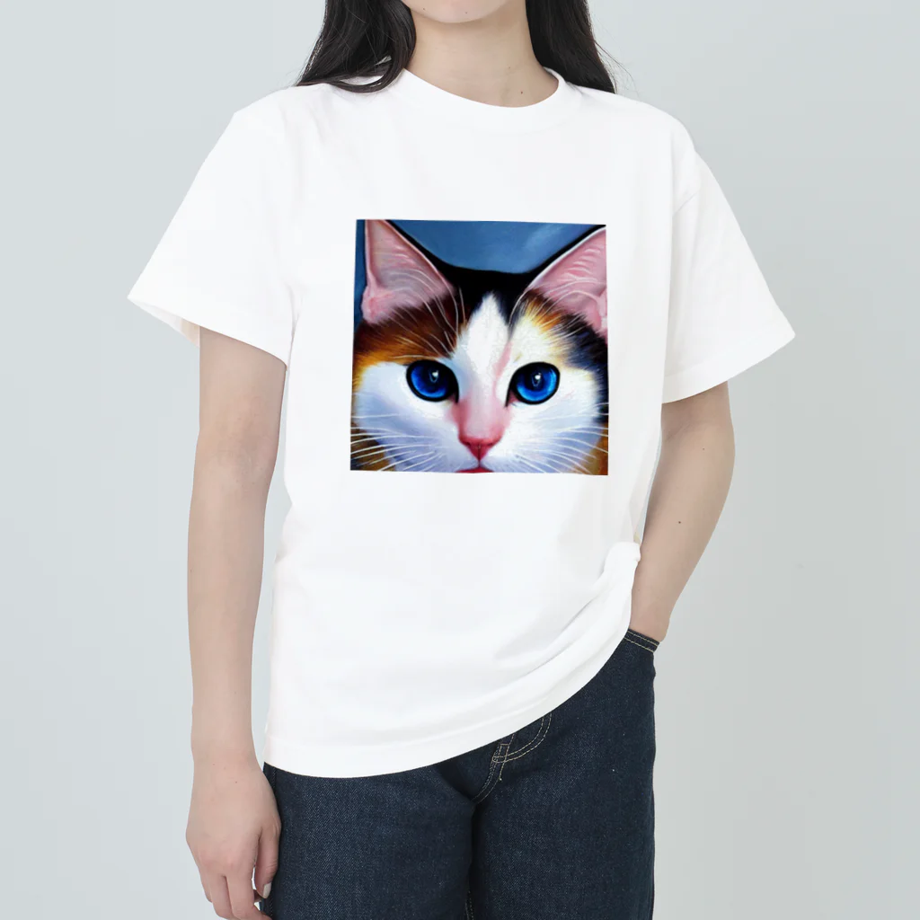 Chop Storeの青い瞳の猫 Heavyweight T-Shirt