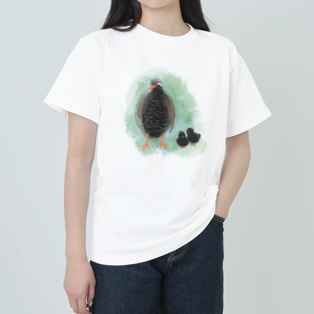 akane_art（茜音工房）のいきものイラスト（ヤンバルクイナの親子） Heavyweight T-Shirt