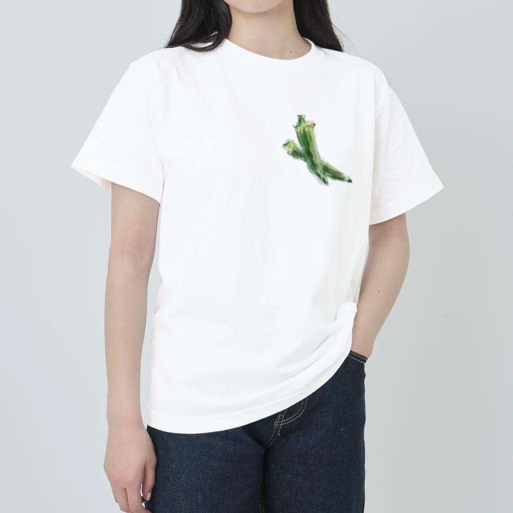 akane_art（茜音工房）のベジタブルT（オクラ） Heavyweight T-Shirt