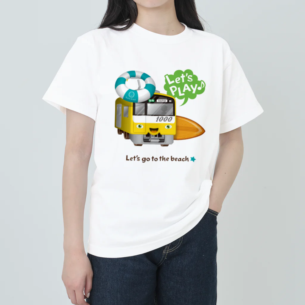 Train Kids! SOUVENIR SHOPの黄色い電車 「 海へ行こう 」 ヘビーウェイトTシャツ