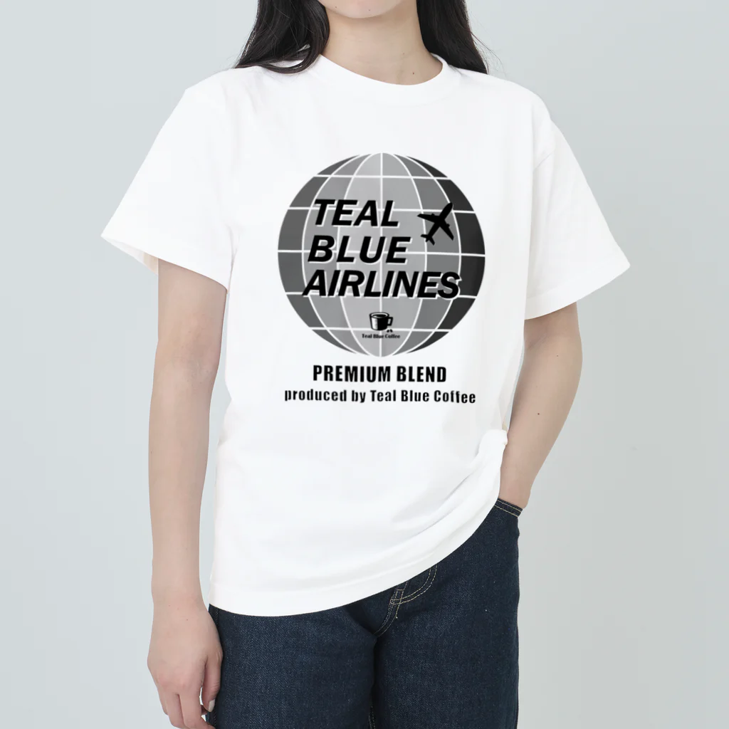 Teal Blue CoffeeのTEAL BLUE AIRLINES - grayscale Ver. - Heavyweight T-Shirt