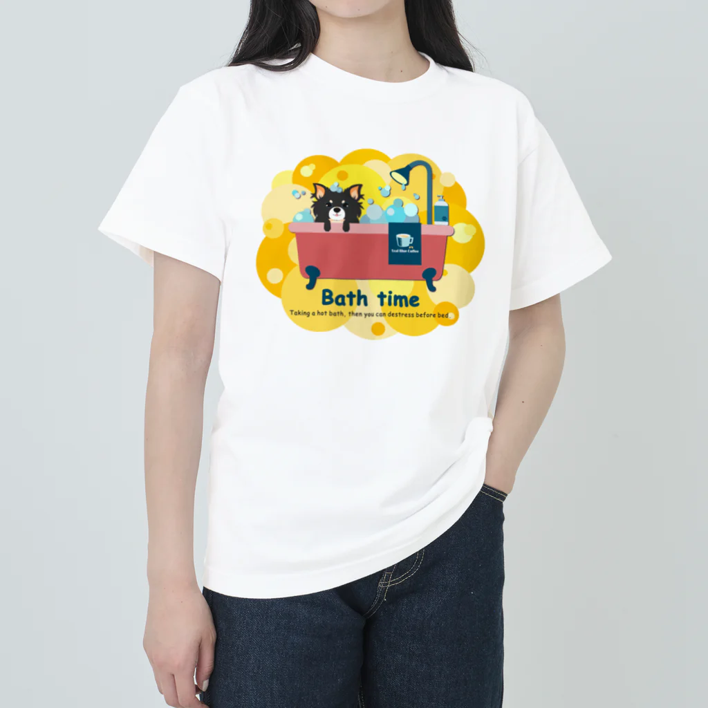 Teal Blue Coffeeのお風呂の時間_bubble Ver.  ヘビーウェイトTシャツ