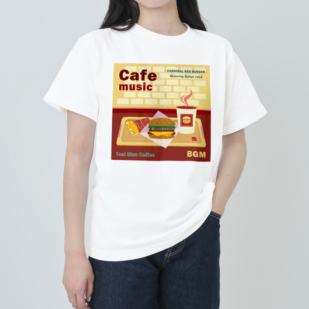Teal Blue CoffeeのCafe music - CARDINAL RED BURGER - Heavyweight T-Shirt