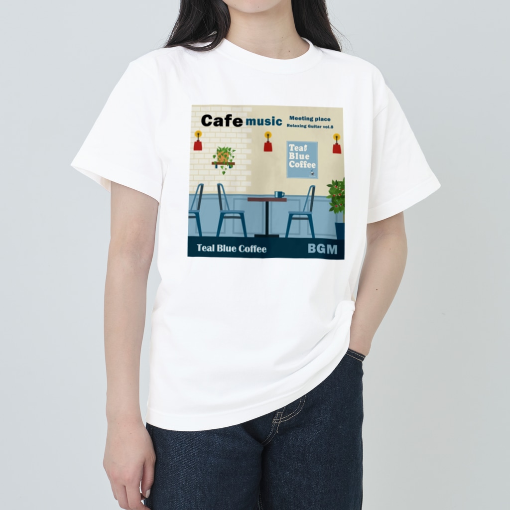 Teal Blue CoffeeのCafe music - Meeting place - Heavyweight T-Shirt