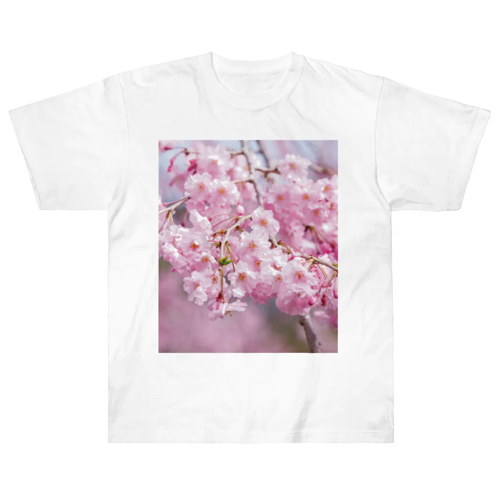 akane_art（茜音工房）の癒しの風景（八重桜） ヘビーウェイトTシャツ