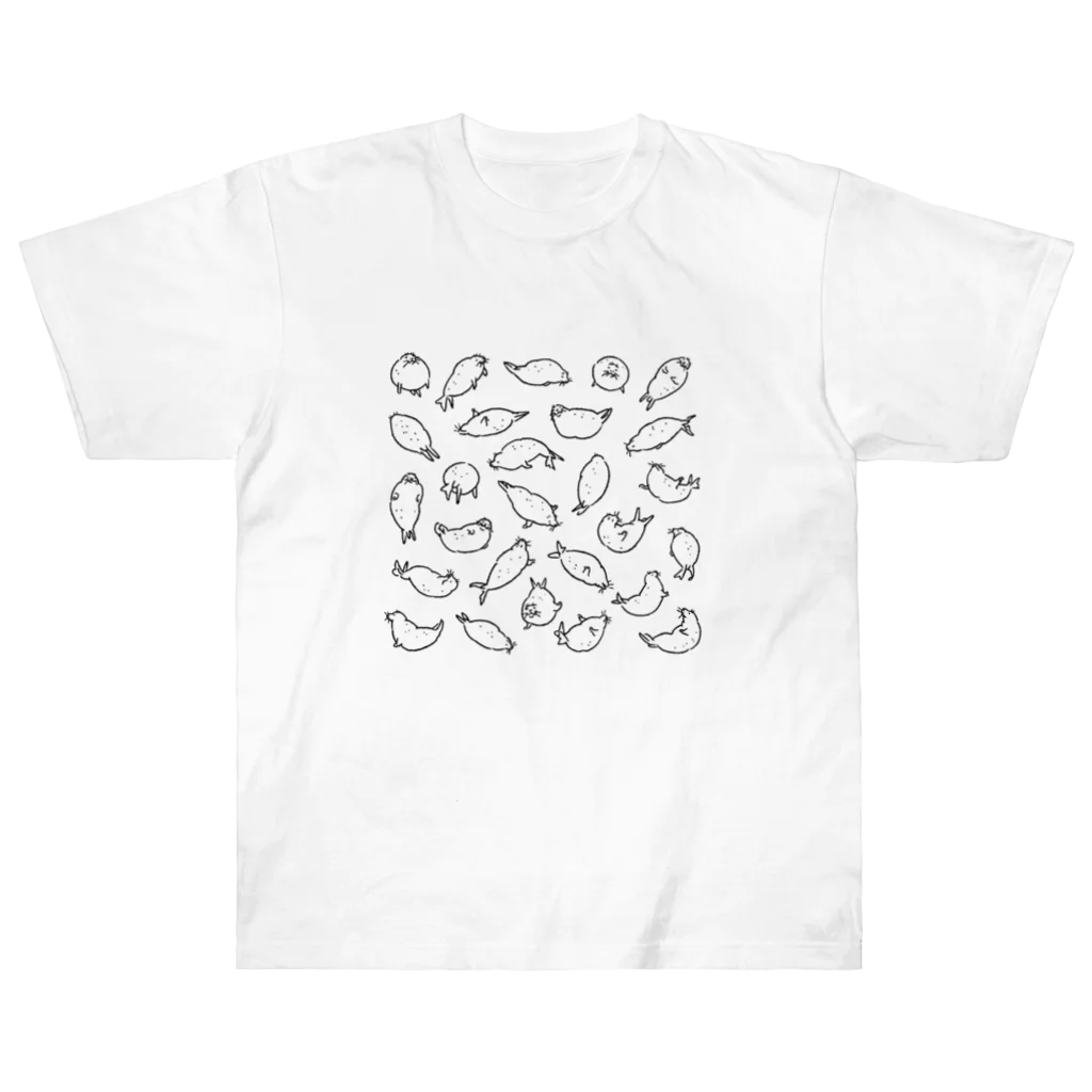 ぴすぴすのいっぱいアザラシ モノ Heavyweight T-Shirt