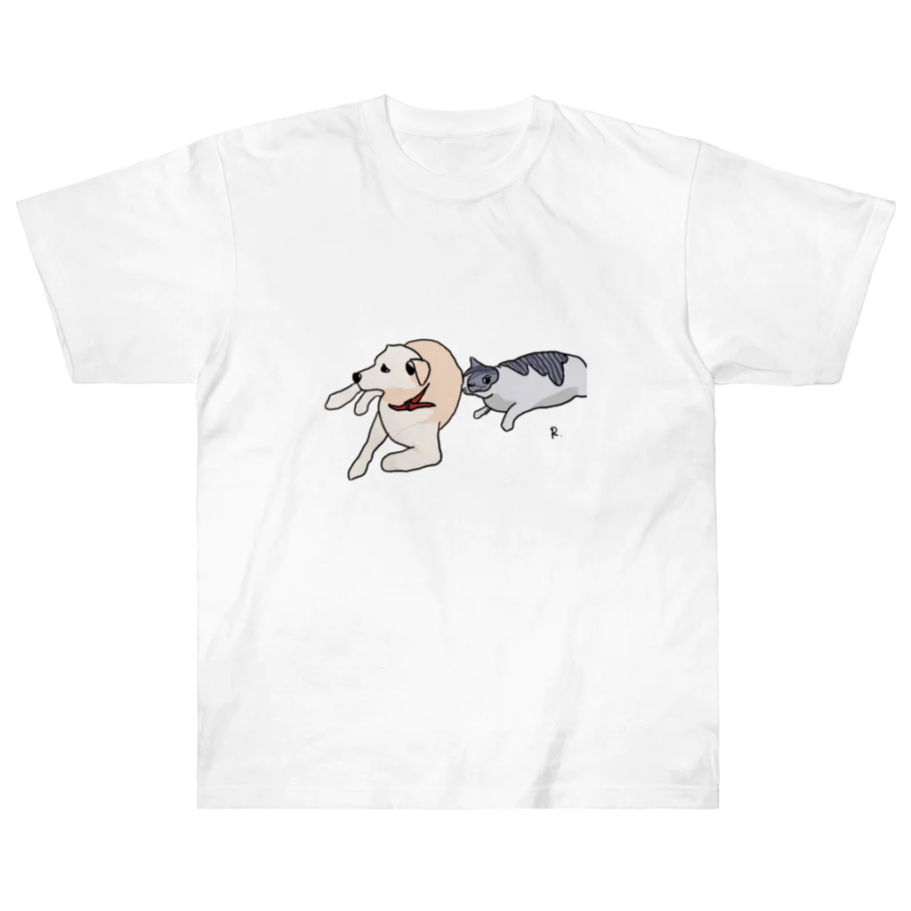 R!KAの犬と猫 ヘビーウェイトTシャツ