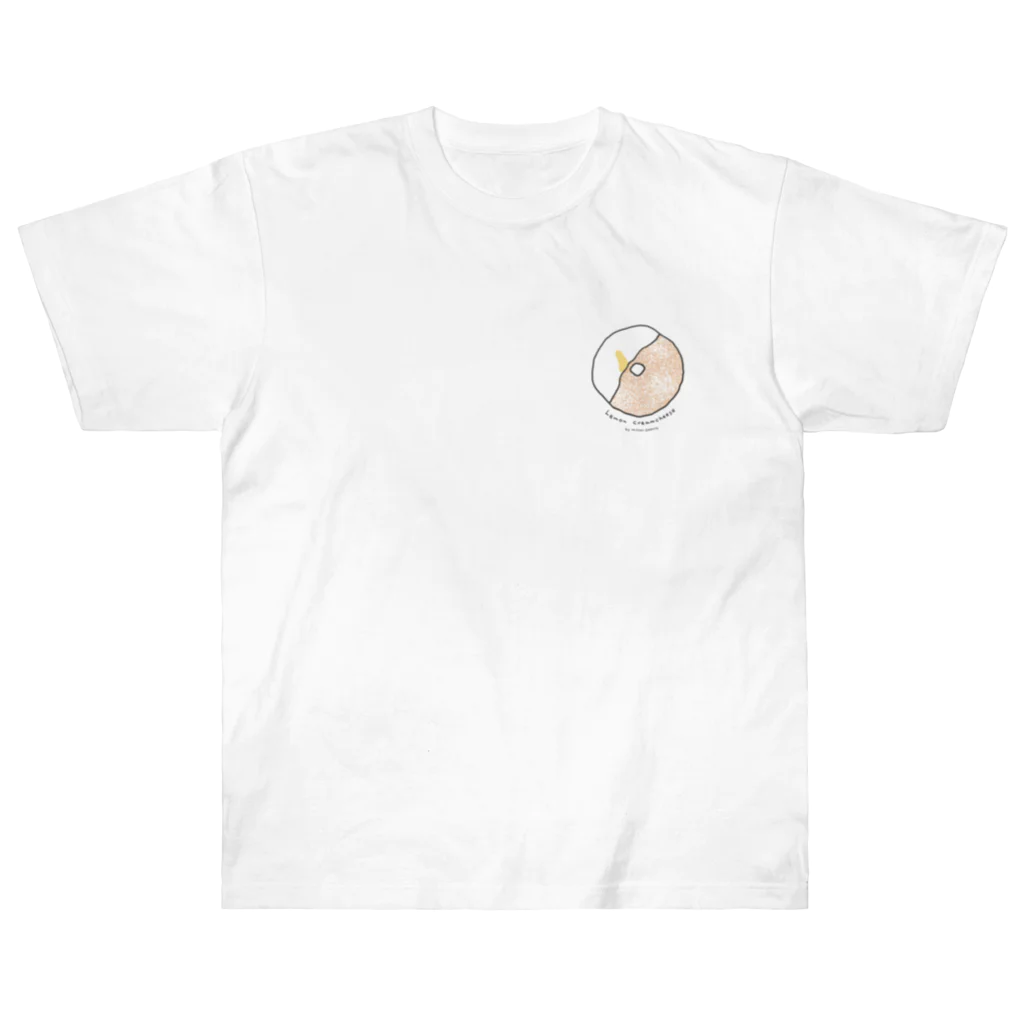 ミサキドーナツ 公式 SUZURI店のレモンクリームチーズ(黒文字) Heavyweight T-Shirt