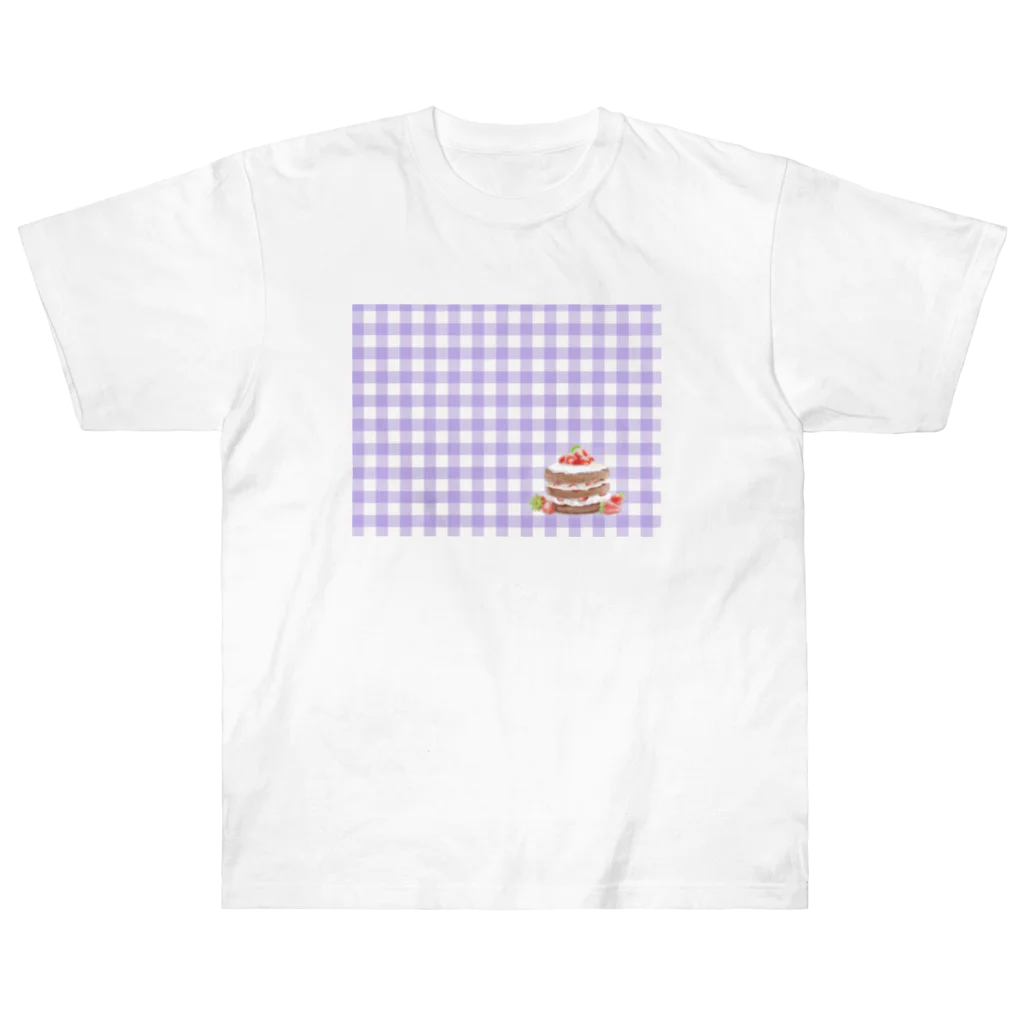 utouch_のいちごケーキ〈チェック〉 ヘビーウェイトTシャツ