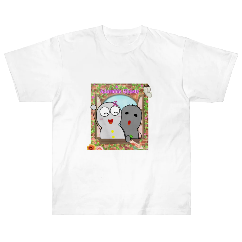 Adorable Ghosts (かわいいオバケ)👻のかわいいオバケ（しぃ&ヴィー） ヘビーウェイトTシャツ