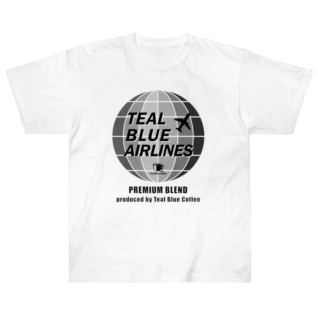 Teal Blue CoffeeのTEAL BLUE AIRLINES - grayscale Ver. - Heavyweight T-Shirt