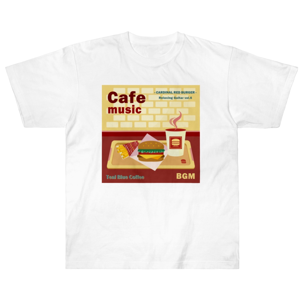 Teal Blue CoffeeのCafe music - CARDINAL RED BURGER - Heavyweight T-Shirt