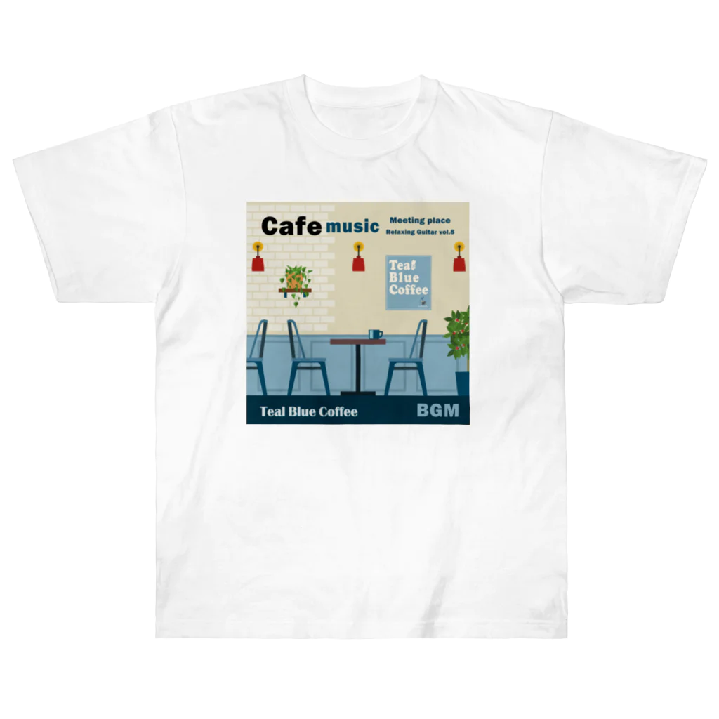 Teal Blue CoffeeのCafe music - Meeting place - Heavyweight T-Shirt