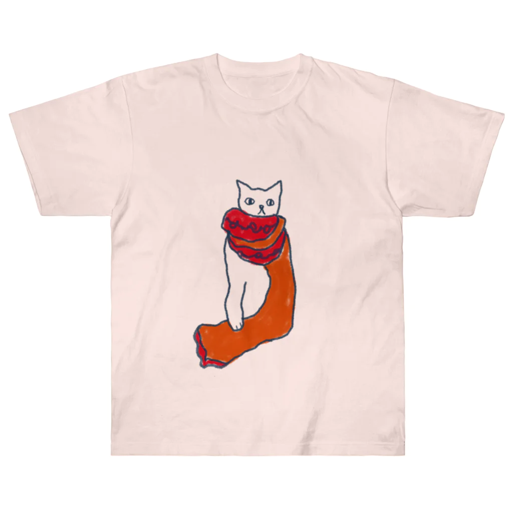 chubby the catのcat with a scarf ヘビーウェイトTシャツ