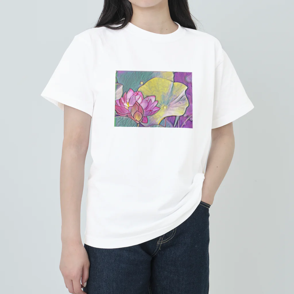 jun-hoshiの清らかな心・蓮の花 ヘビーウェイトTシャツ