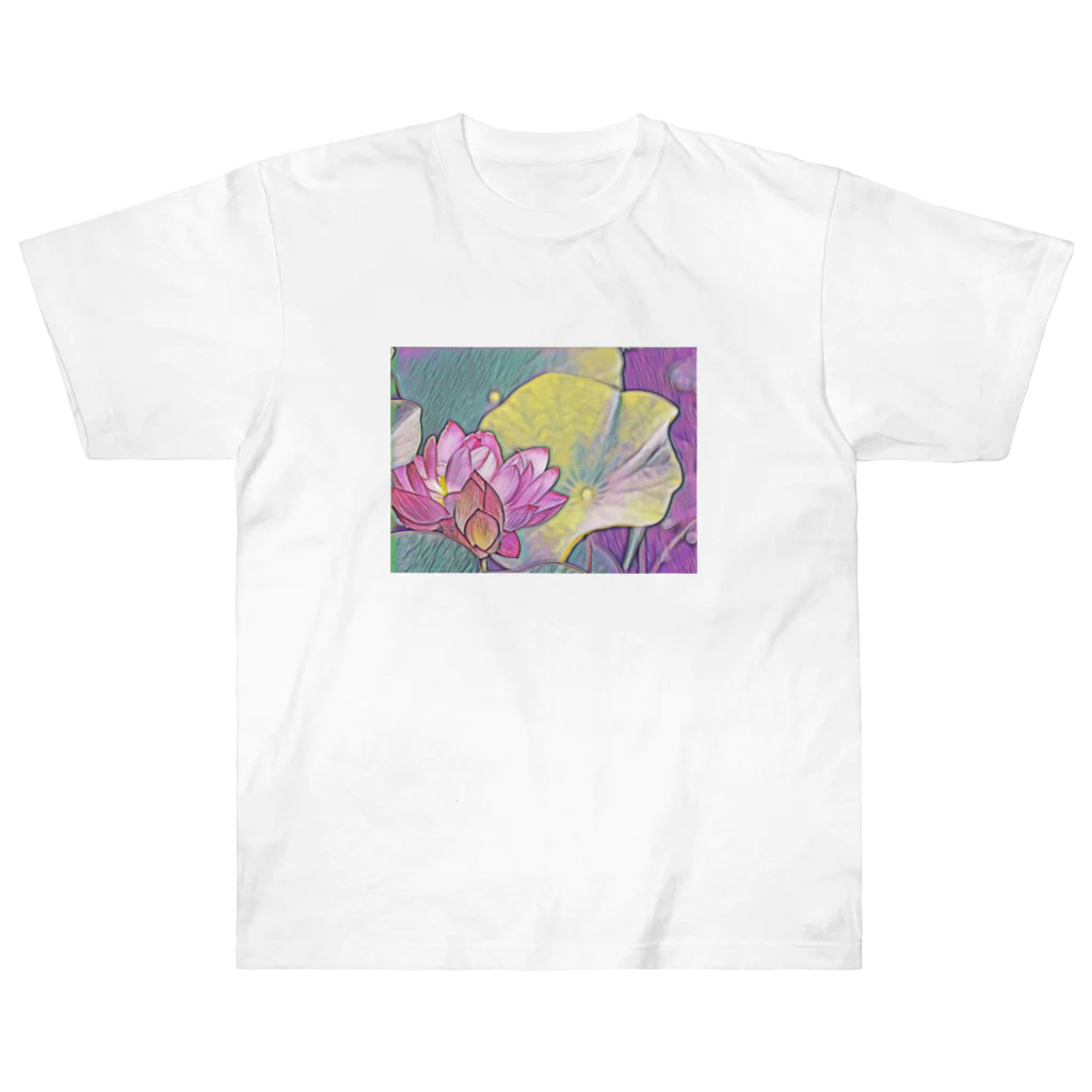 jun-hoshiの清らかな心・蓮の花 ヘビーウェイトTシャツ