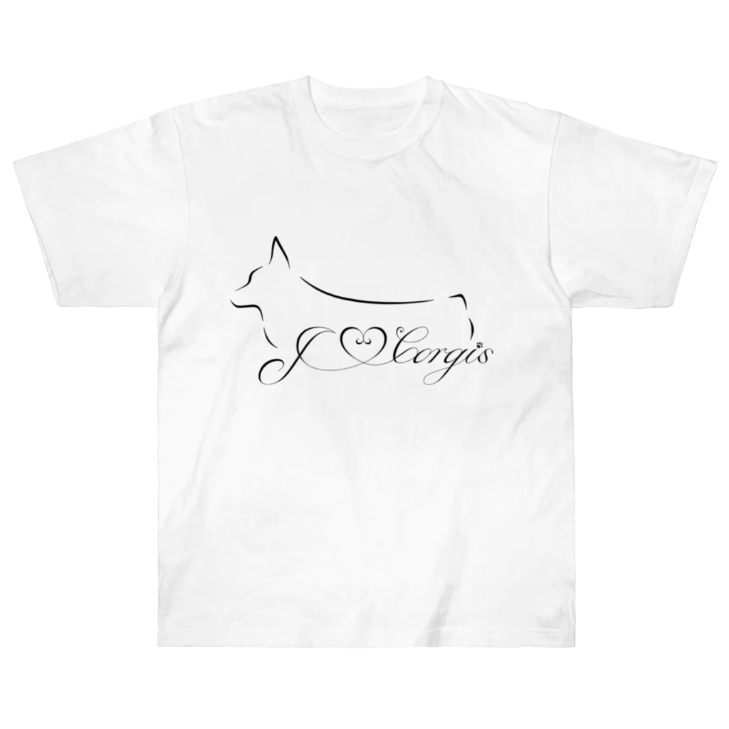 ORCATのI Love Corgis （ロゴブラック） ヘビーウェイトTシャツ
