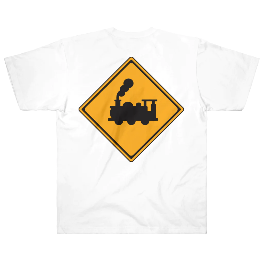 CIPANGOの【道路標識】BEWARE OF TRAINS（汽車に注意）（踏切） ヘビーウェイトTシャツ