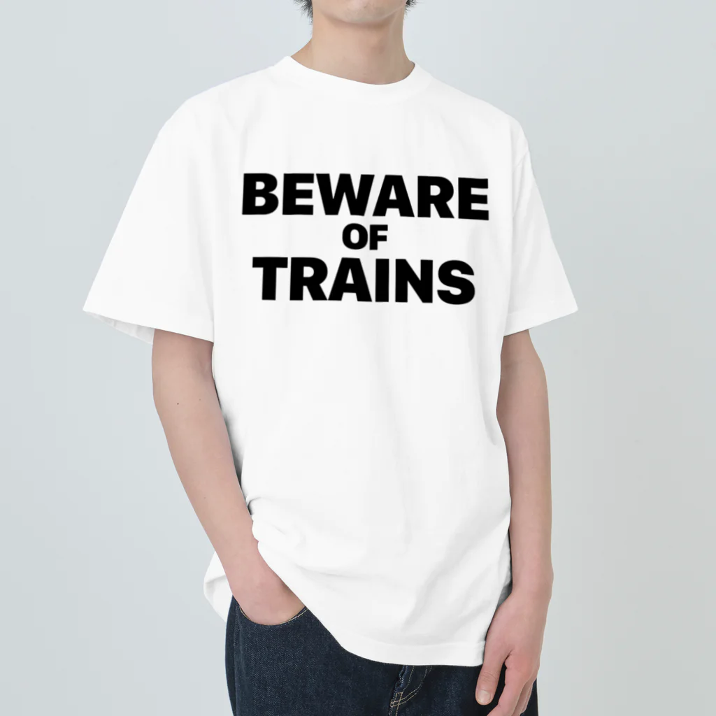 CIPANGOの【道路標識】BEWARE OF TRAINS（汽車に注意）（踏切） Heavyweight T-Shirt