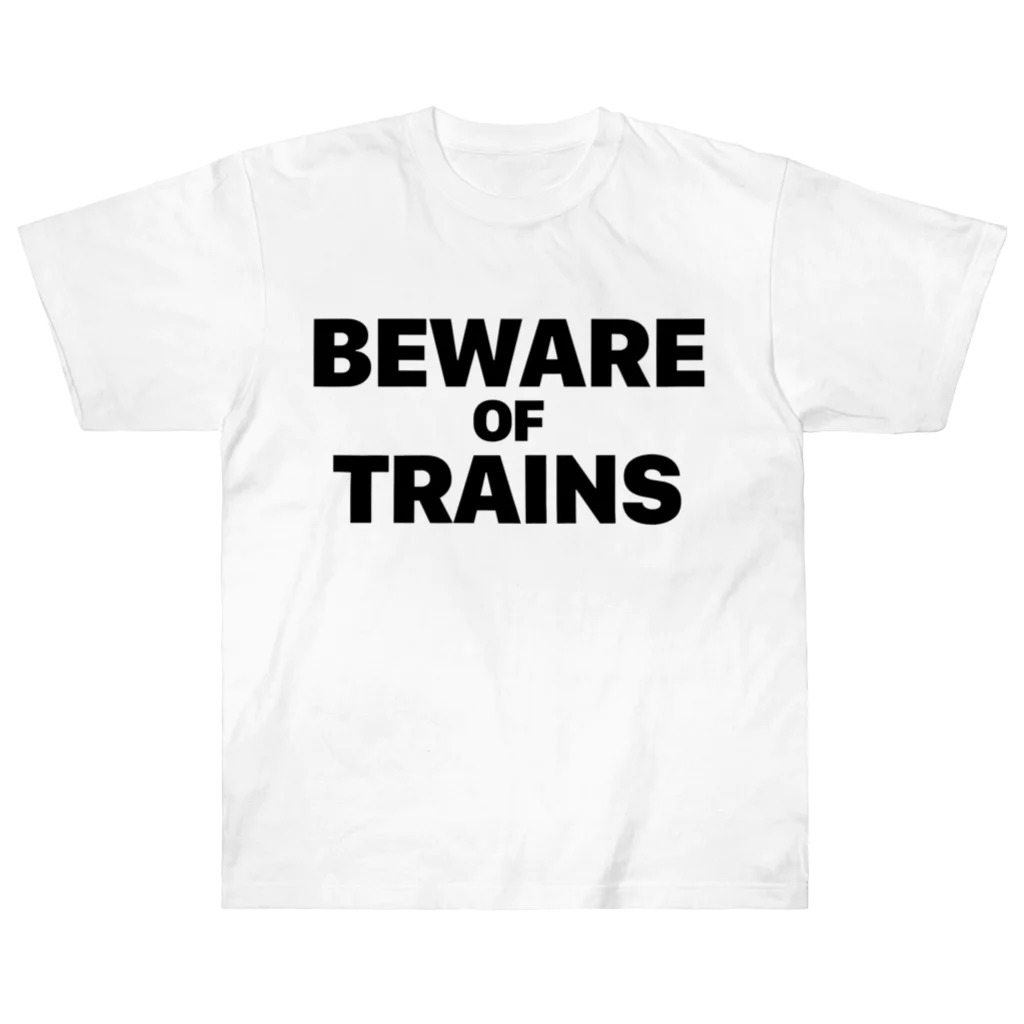 CIPANGOの【道路標識】BEWARE OF TRAINS（汽車に注意）（踏切） ヘビーウェイトTシャツ