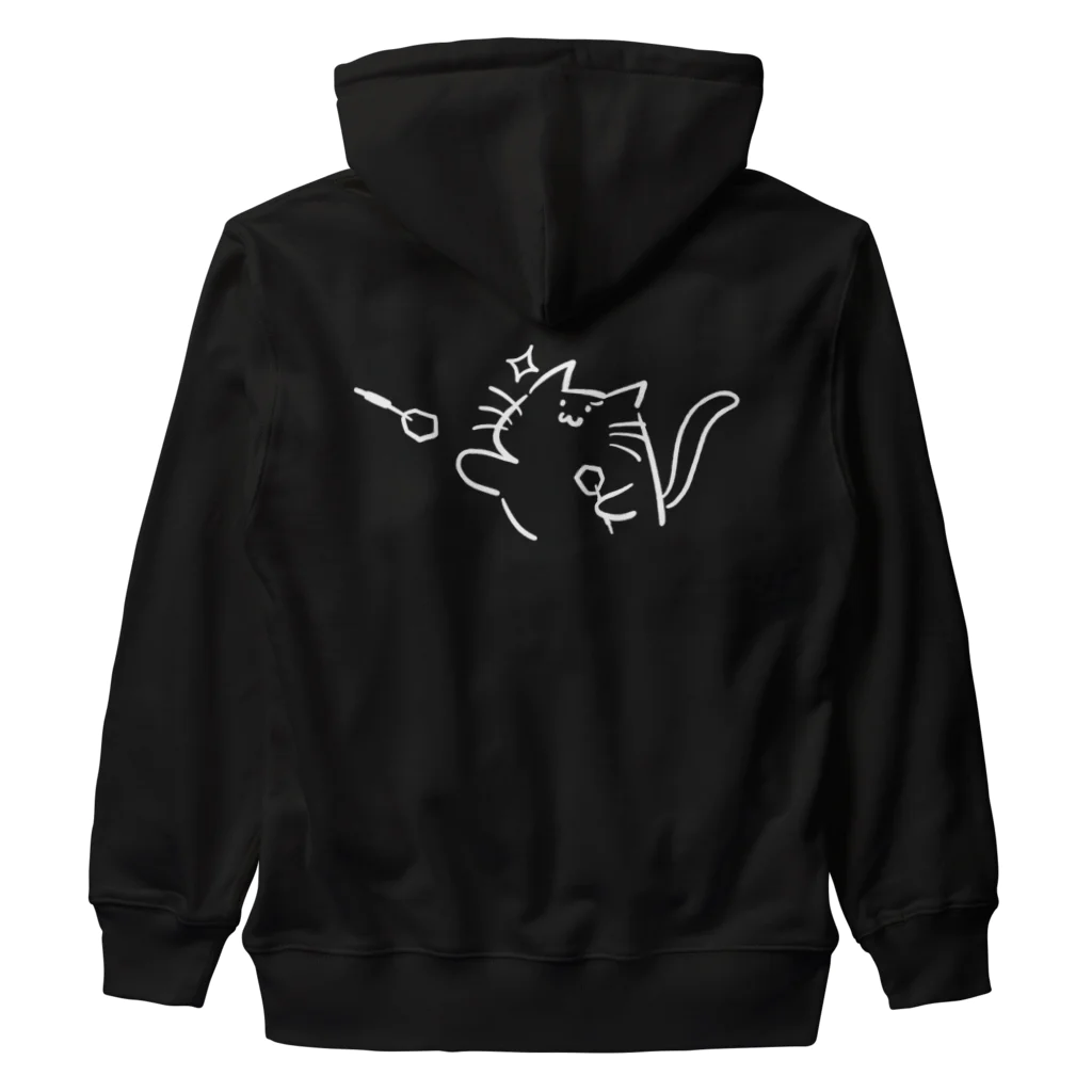 みさきさんのおみせ！のだーつねこ_白ライン Heavyweight Zip Hoodie