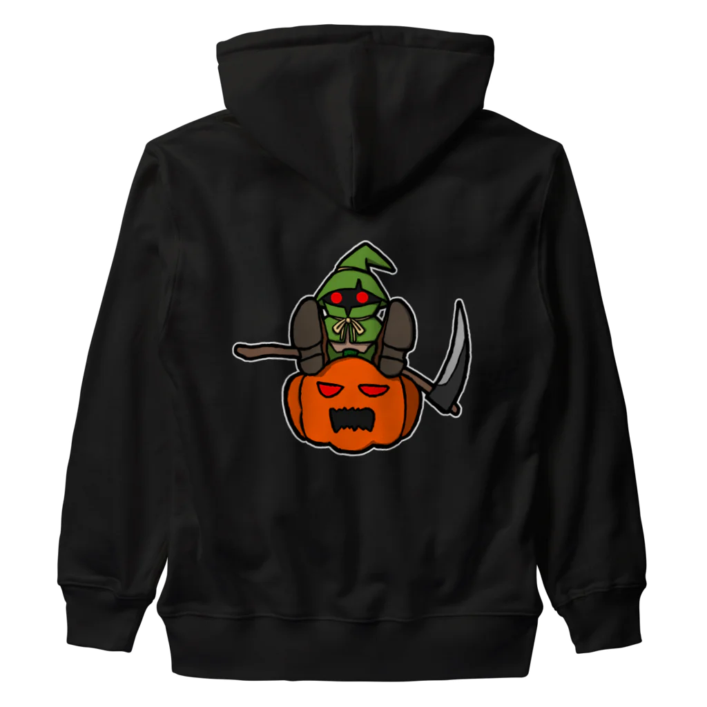 ナチュラルサトシのめへのスケアクロウとジャック・オー・ランタン（バックプリント） Heavyweight Zip Hoodie