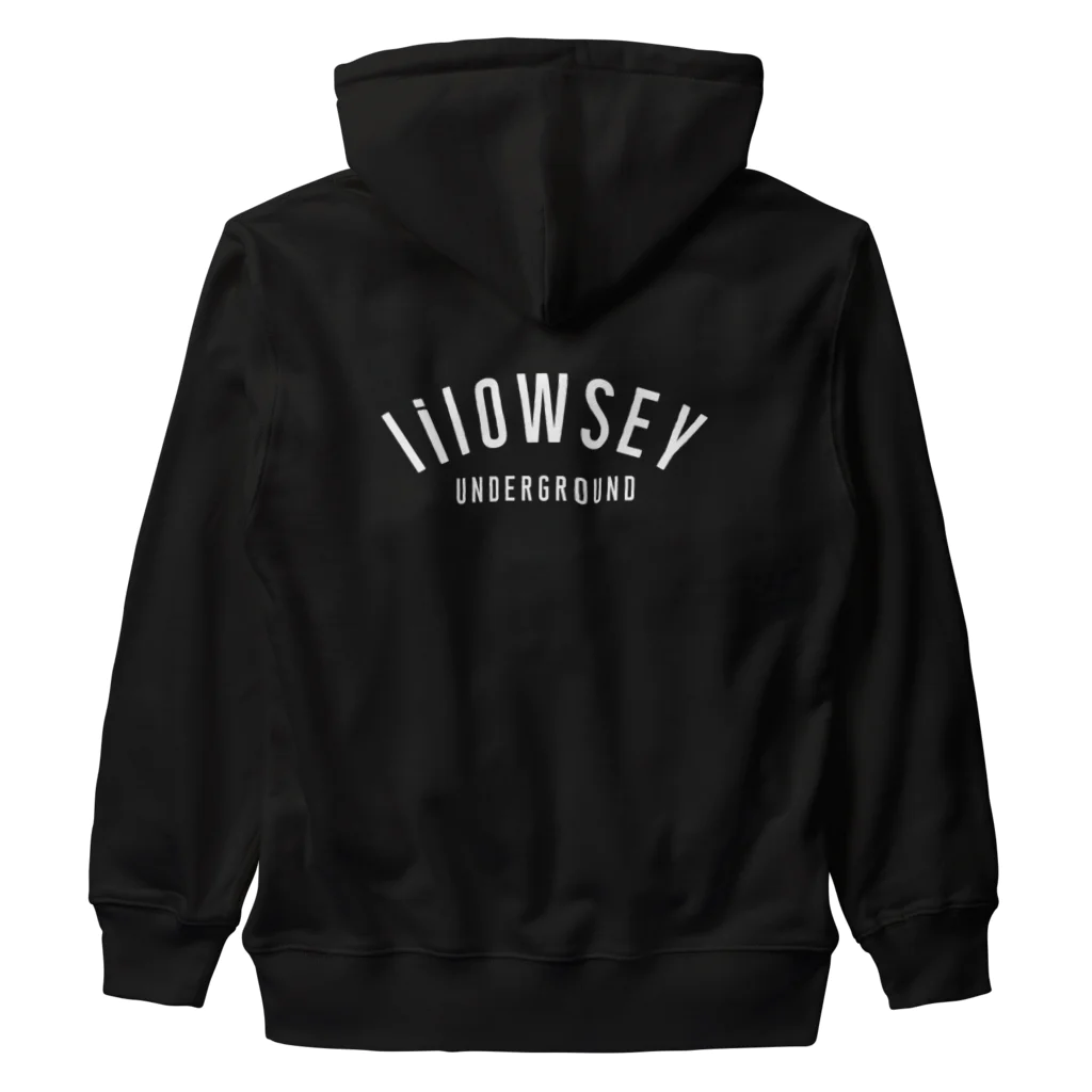 lilOWSEY UNDERGROUNDの"lilOWSEY" OG WHITE LOGO ヘビーウェイトジップパーカー