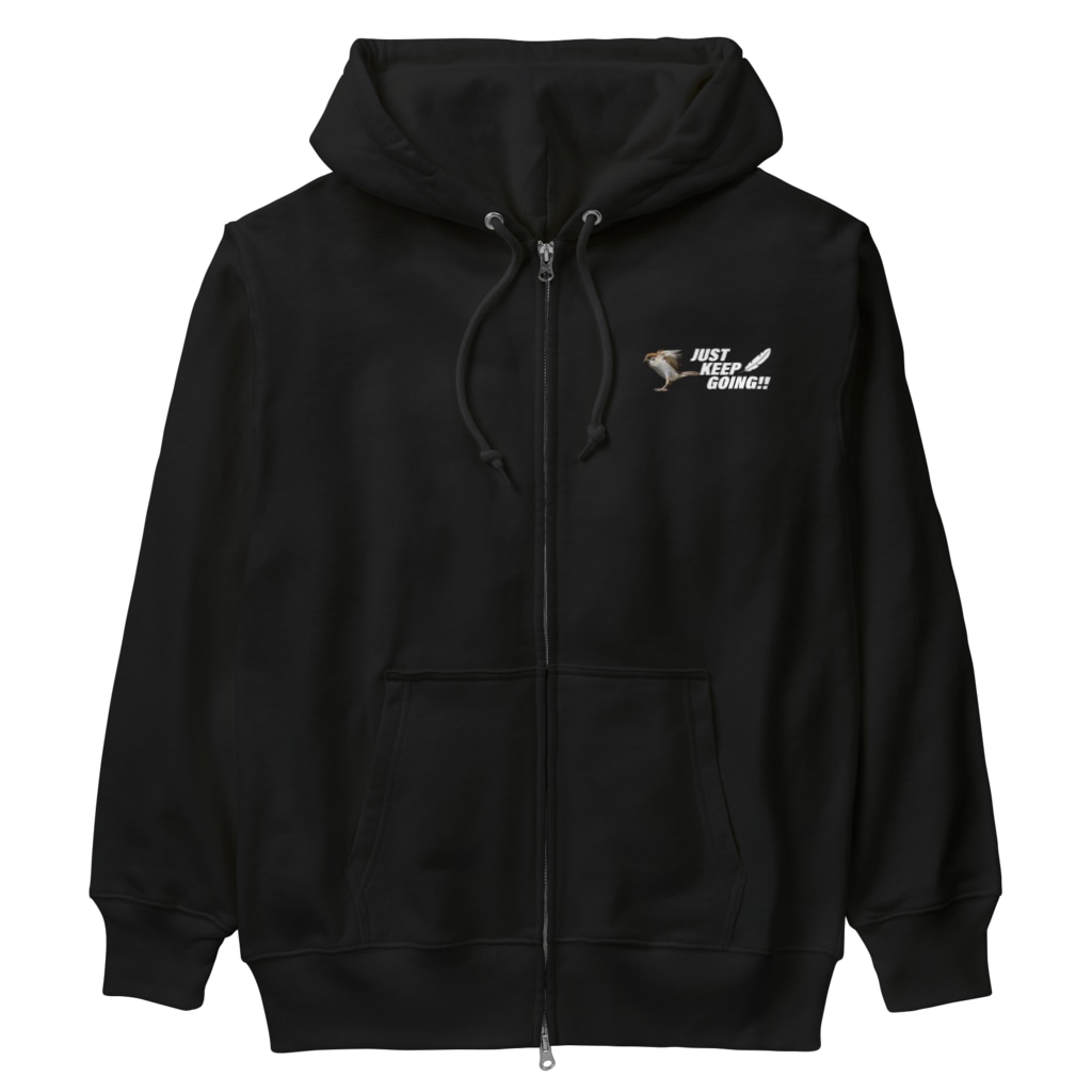 “すずめのおみせ” SUZURI店のJUST KEEP GOING Heavyweight Zip Hoodie