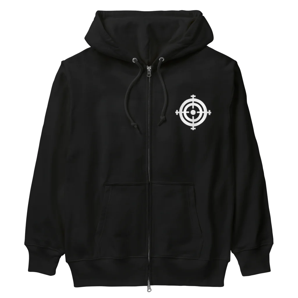 QUQU_WORKSのターゲットマーク ホワイト Heavyweight Zip Hoodie