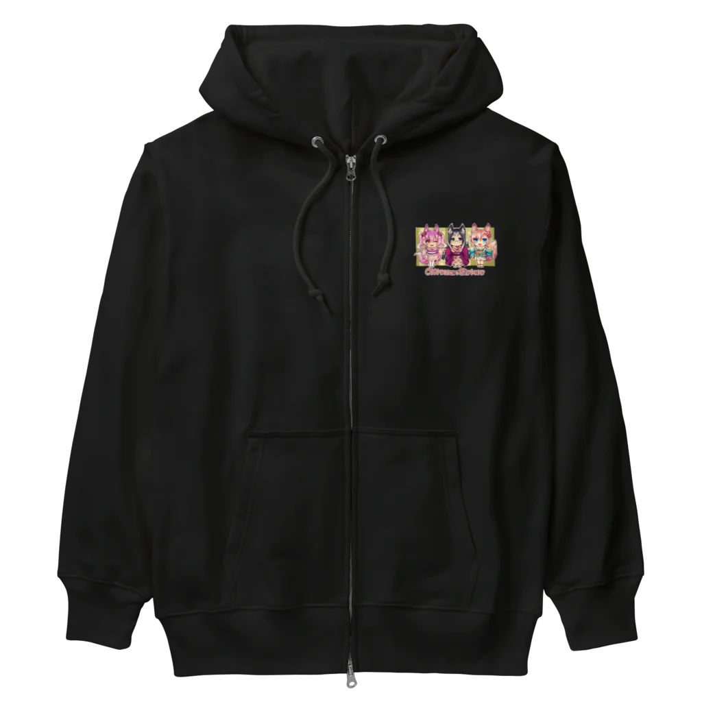 月蝕ざっか店＠SUZURIのOkitsune*Sisters【2】 Heavyweight Zip Hoodie