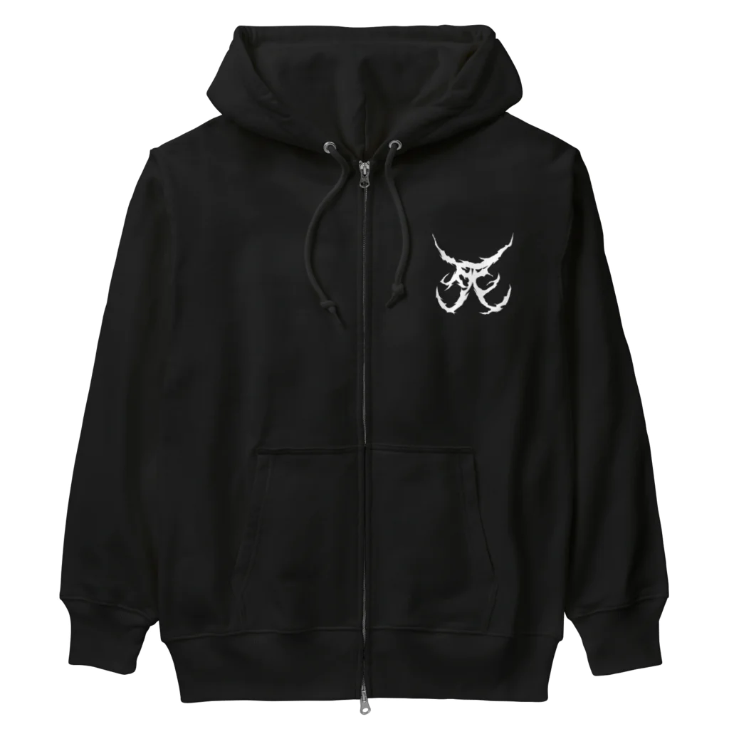 Hachijuhachiの死　DEATH METAL LOGO WHITE Heavyweight Zip Hoodie