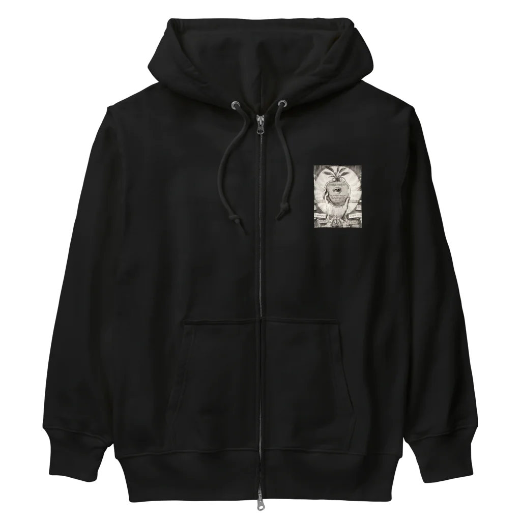 PALA's SHOP　cool、シュール、古風、和風、の「全てを見通す目のある心臓」を持つ手 Heavyweight Zip Hoodie