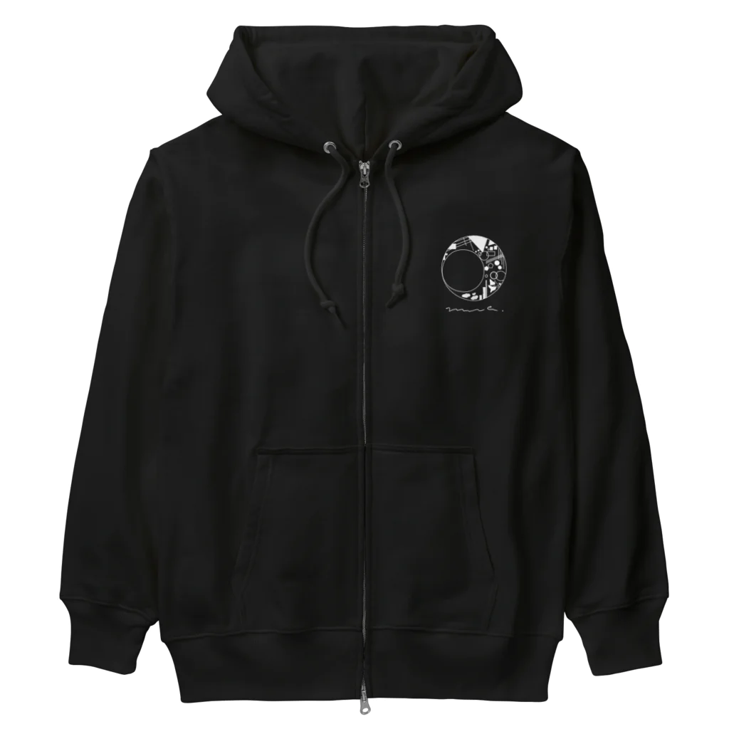 みなのせかいの月とわたし　白 Heavyweight Zip Hoodie