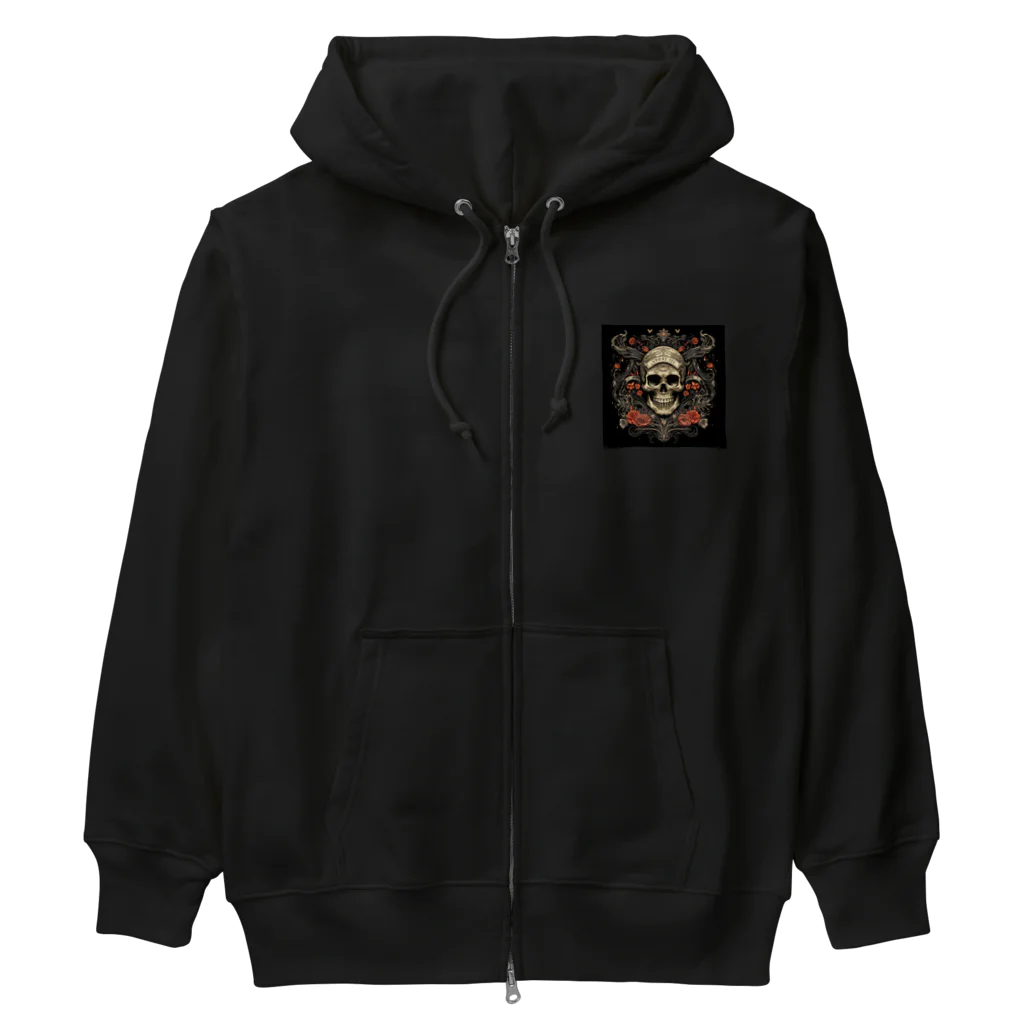 にゃーものお店のロックバンド風ドクロ Heavyweight Zip Hoodie