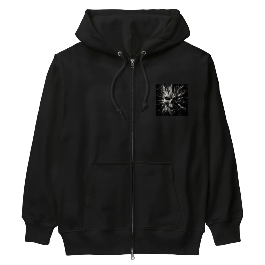 4146-のガラスのスカル Heavyweight Zip Hoodie