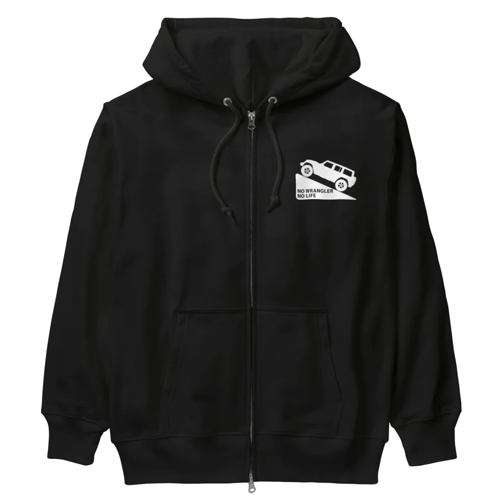 QUQU_WORKSのノーラングラーノーライフ 登坂デザイン ジープ ホワイト Heavyweight Zip Hoodie