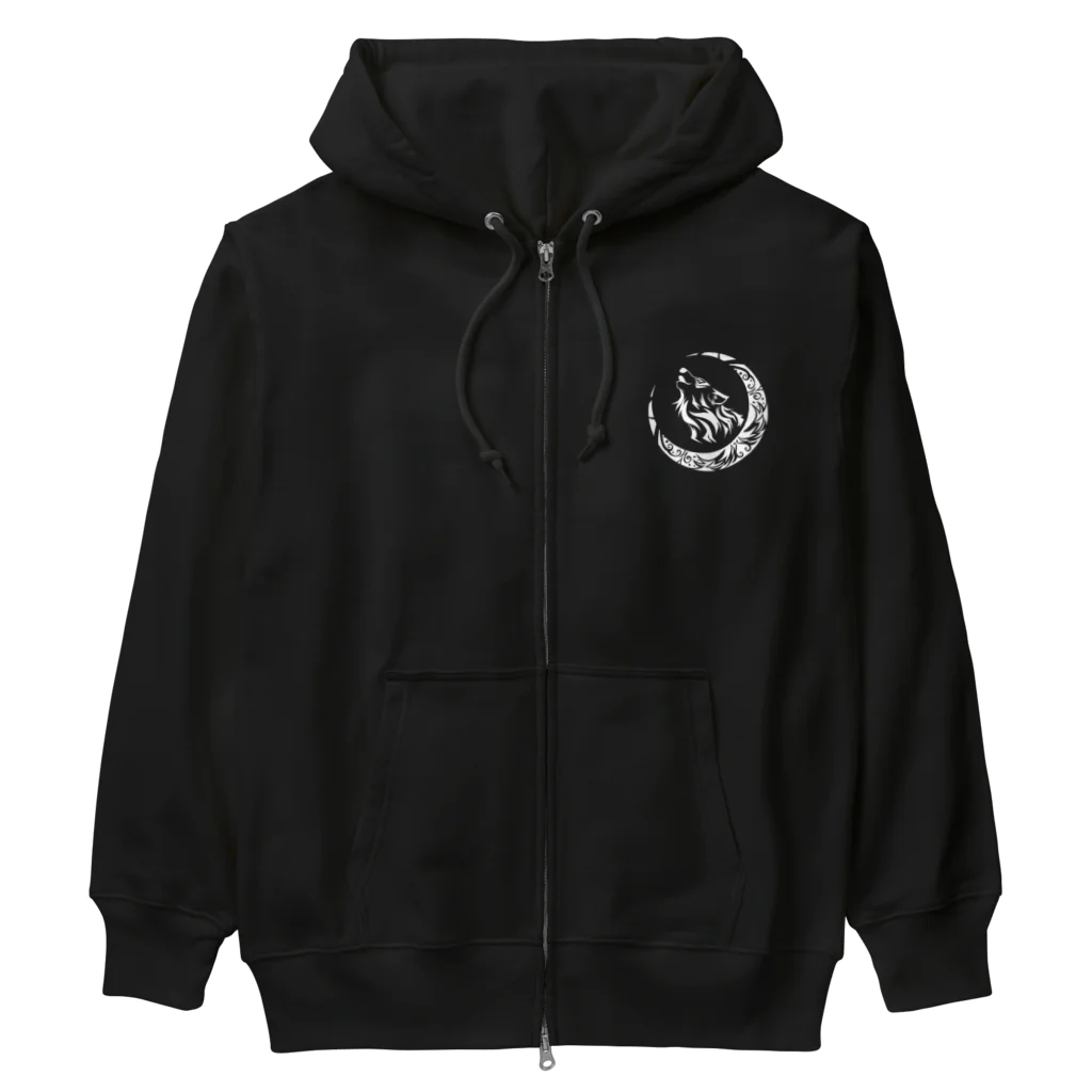 ラルゴのTribal Wolf(白) Heavyweight Zip Hoodie